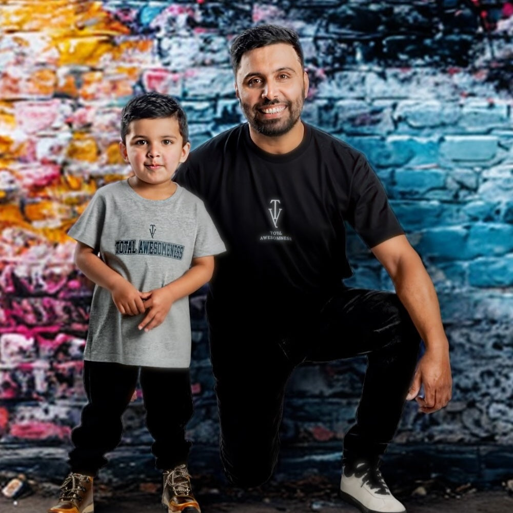 Father wearing Mens Classic tshirt