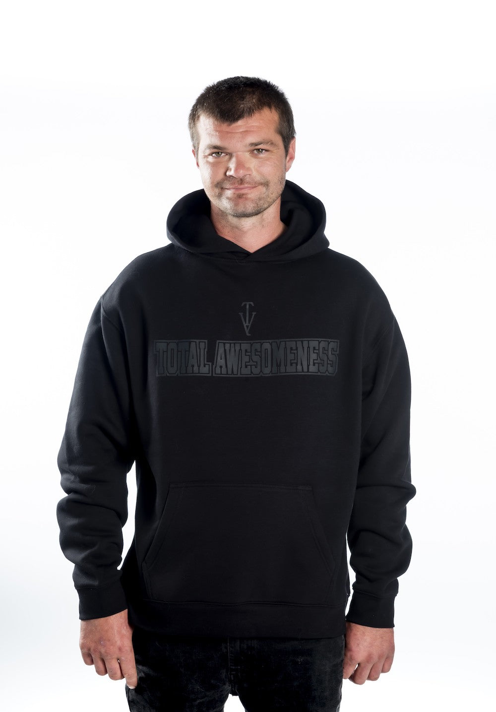 Men's Relaxed Hoodie — Black - Black Logo