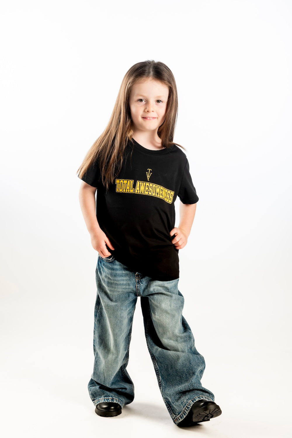 Kid's Short Sleeve T-Shirt - Black with Gold Logo