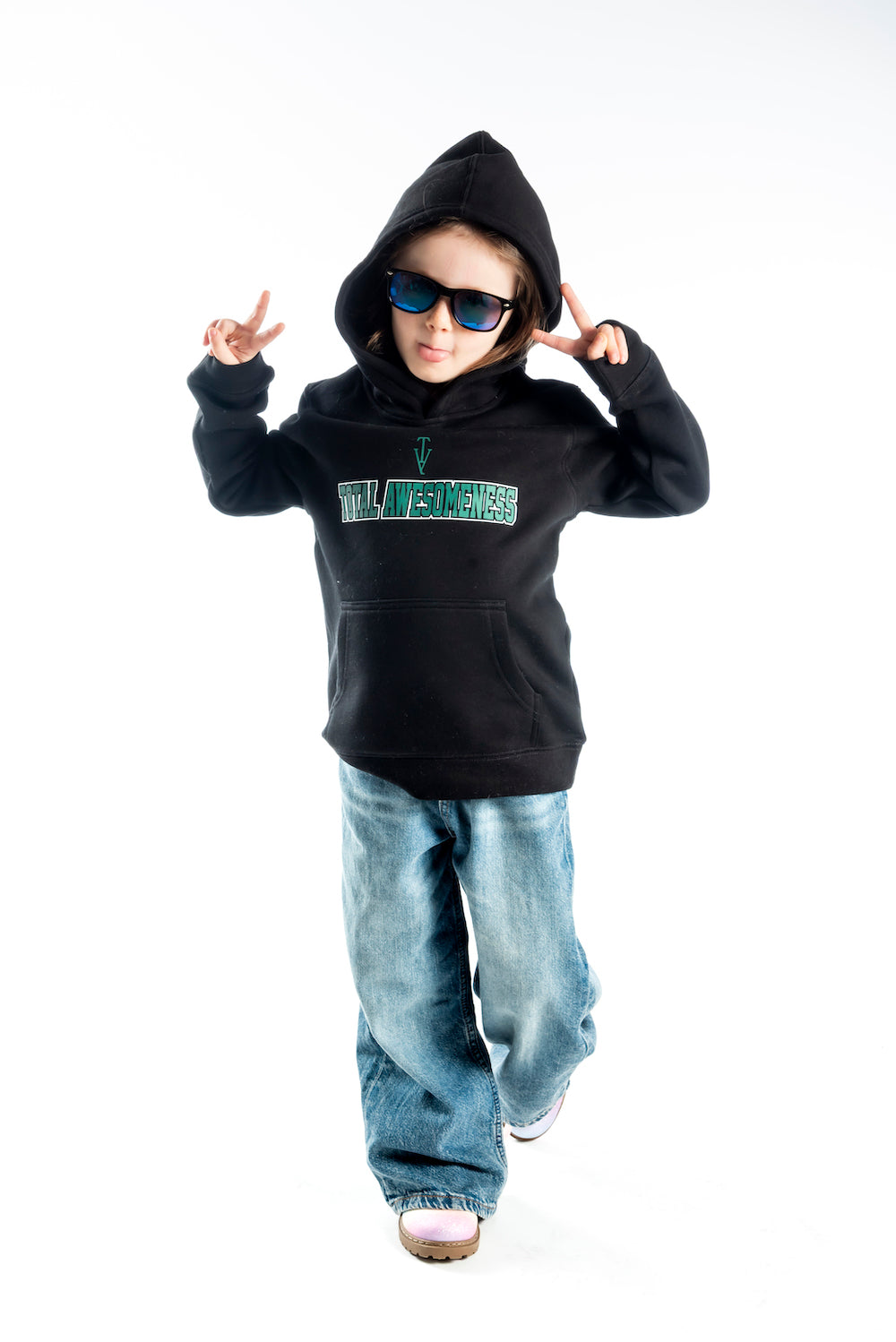 Kid's Hoodie – Black - Green Logo