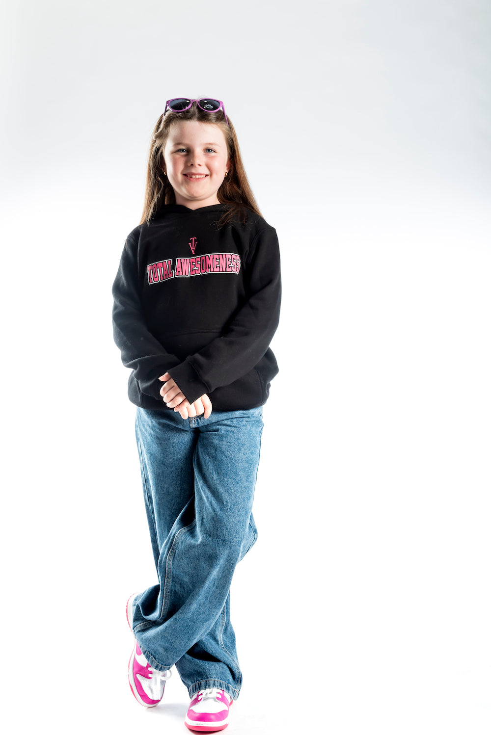 Youth Hoodie – Black - Pink Logo