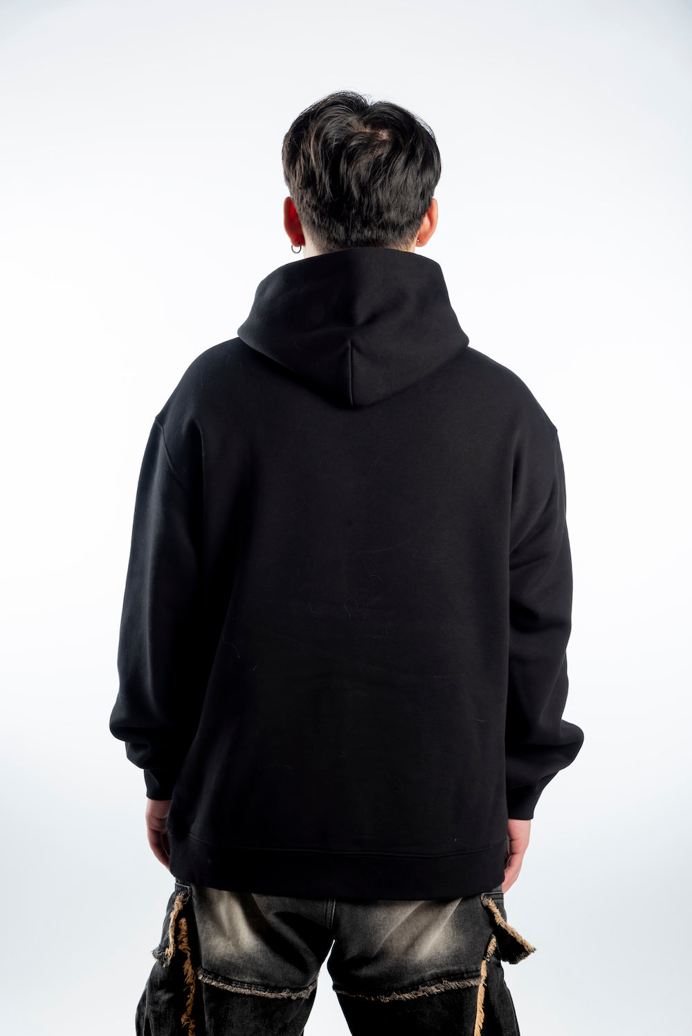 Men’s Heavy Hoodie – Black with White Logo Embroidery