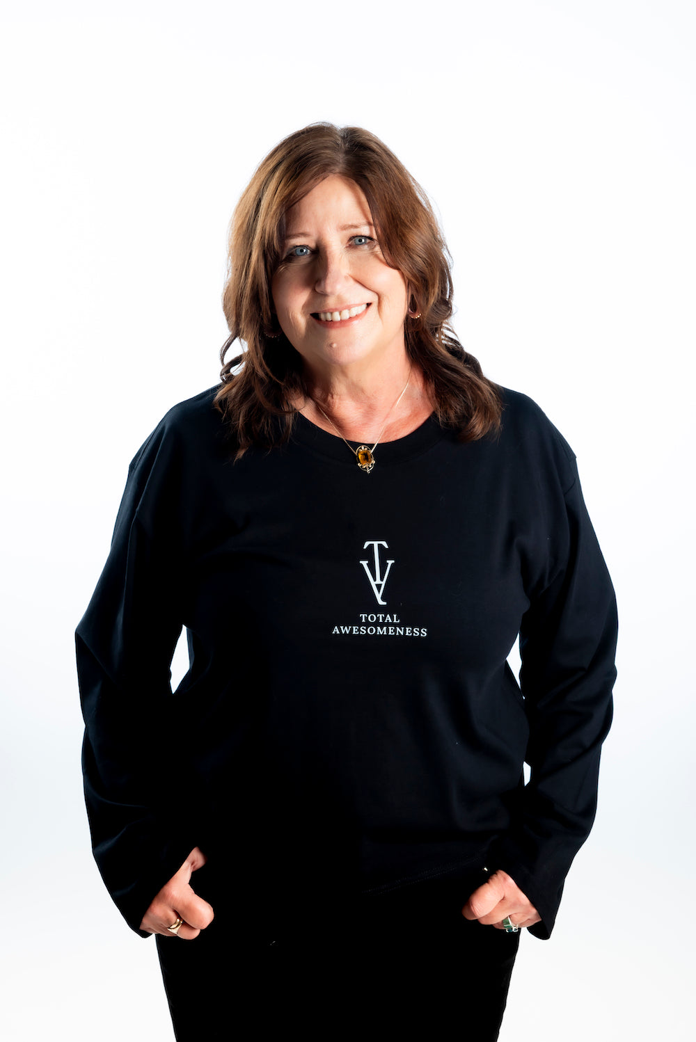 Women's Long Sleeve T-Shirt – Black - White Logo