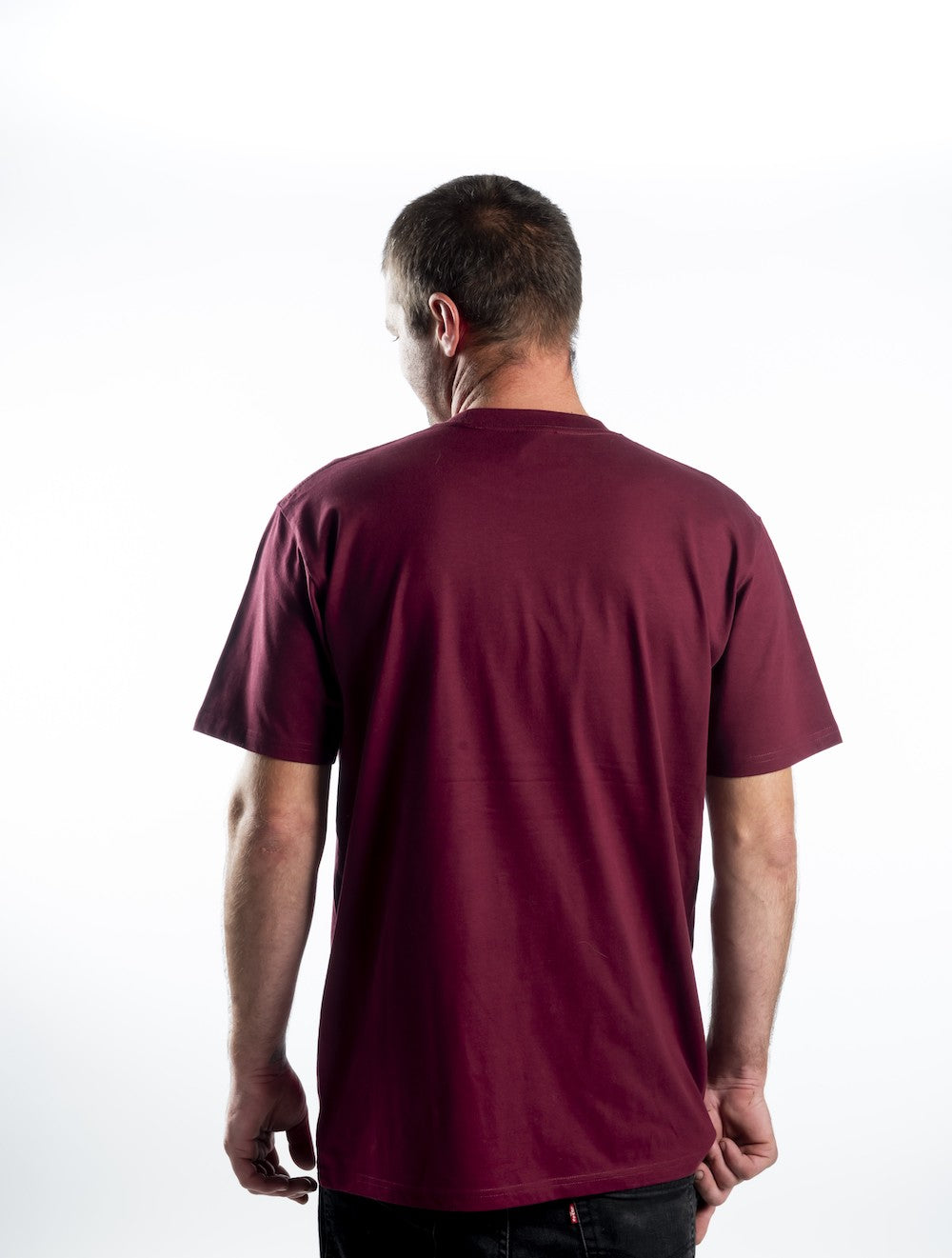 Men's Short Sleeve T-shirt - Burgundy - Black Logo