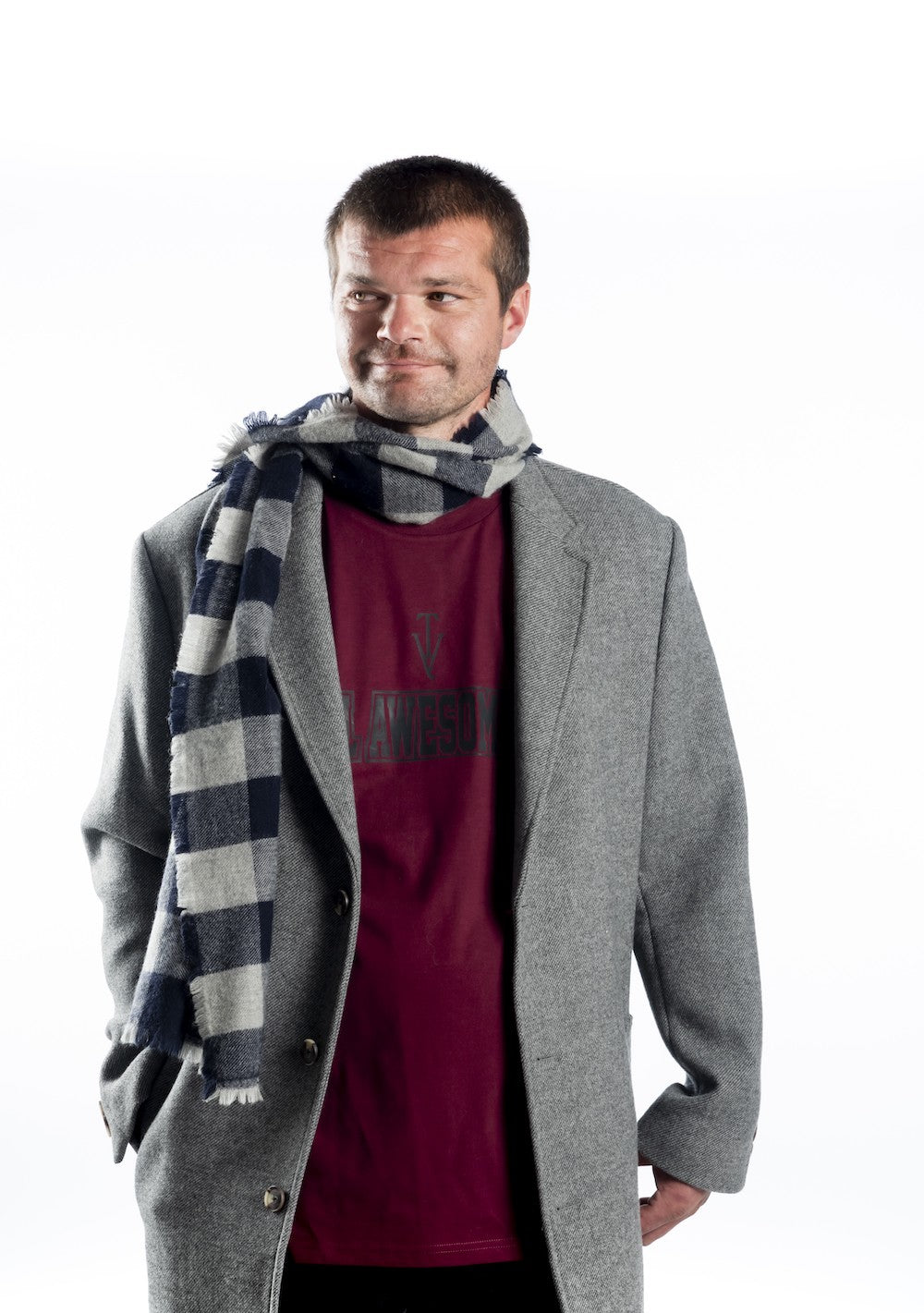 Men's Short Sleeve T-shirt - Burgundy - Black Logo