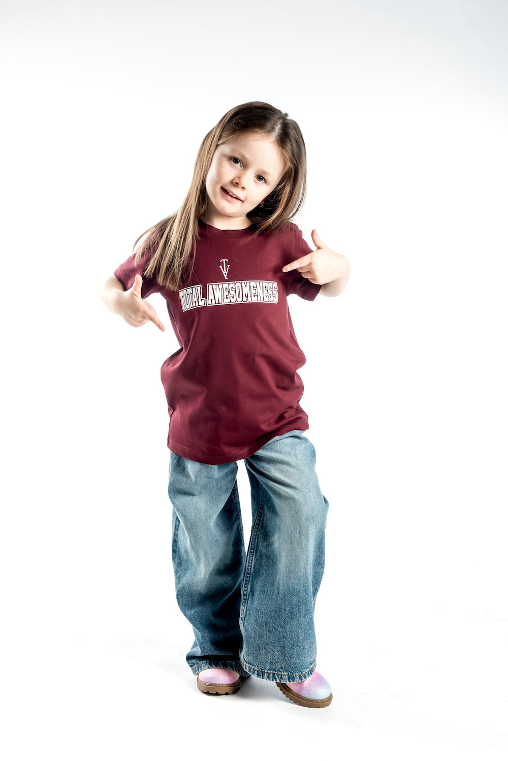 Kid's Short-Sleeve T-Shirt - Burgundy - White Logo