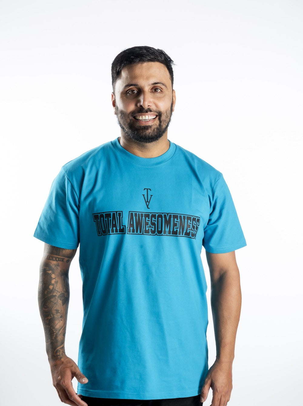 Men's Short Sleeve T-Shirt - Blue – Black Logo Outline