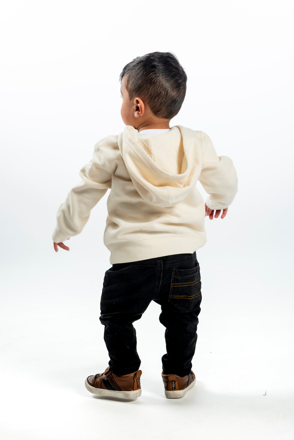 Kid's Hoodie – Ecru - Black Logo