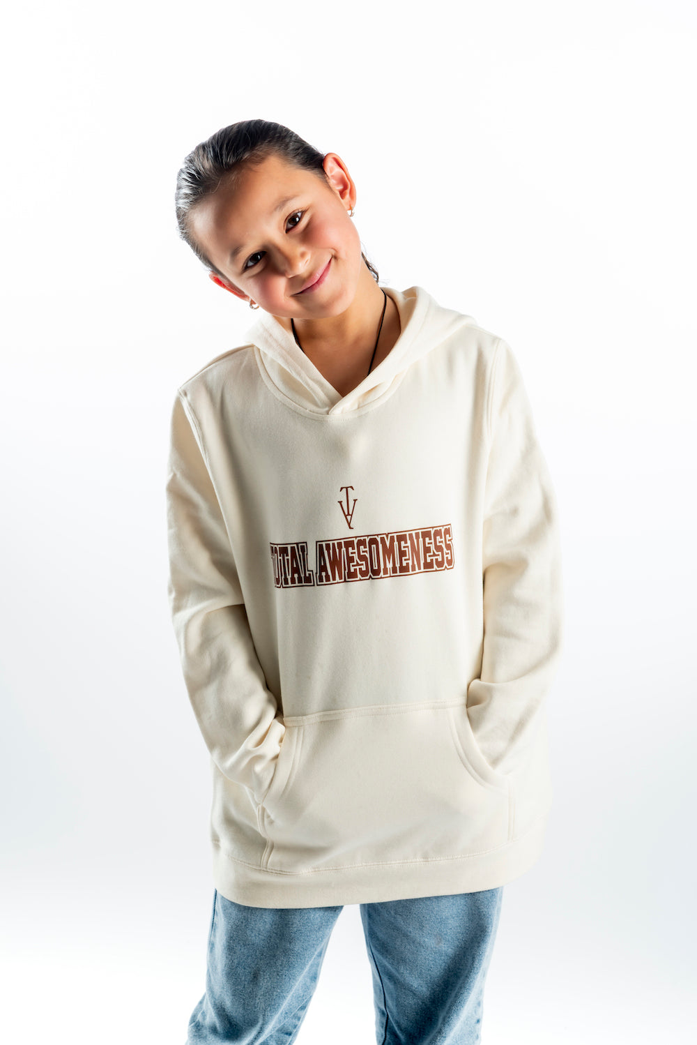 Youth Hoodie – Ecru - Chocolate Logo