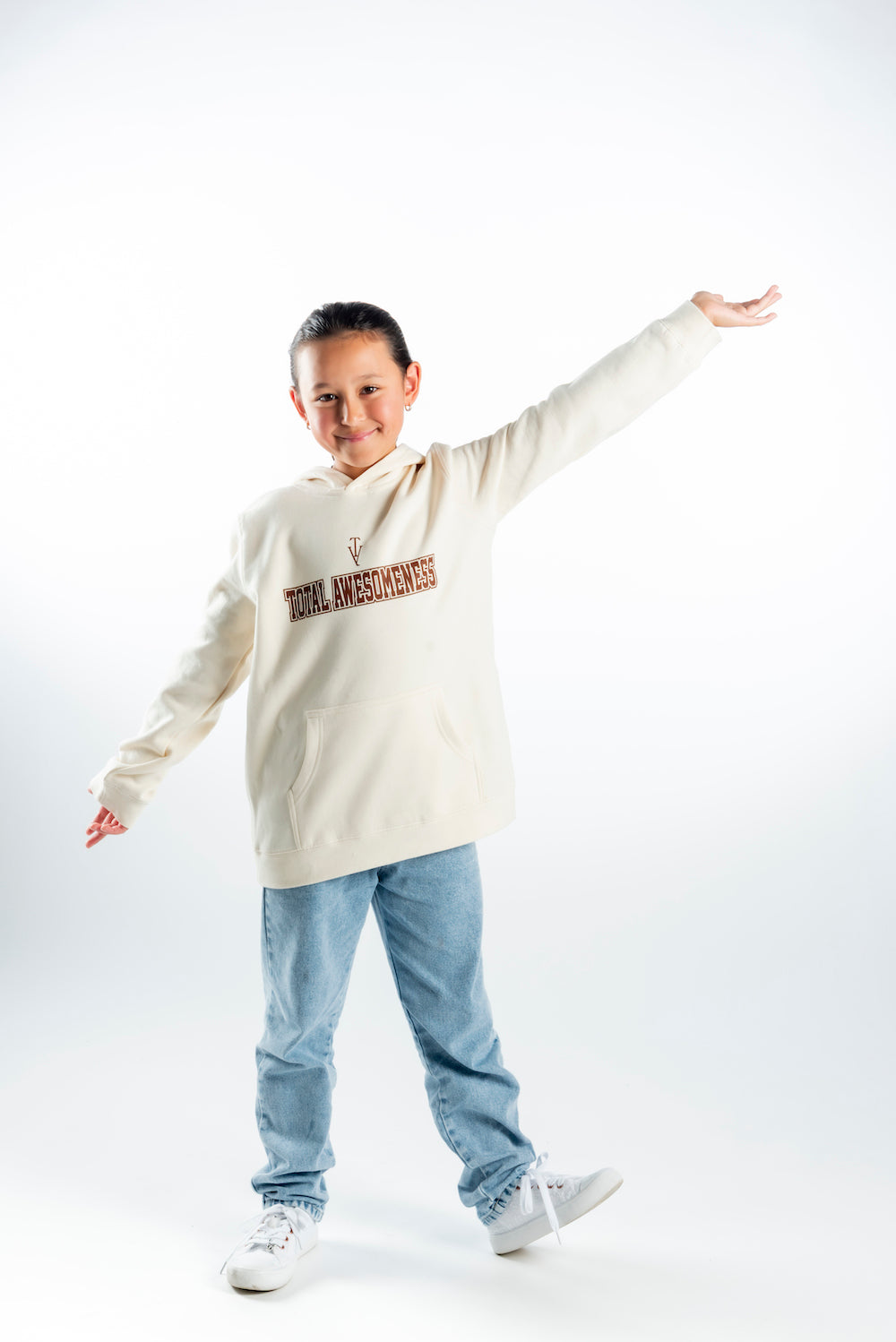 Youth Hoodie – Ecru - Chocolate Logo