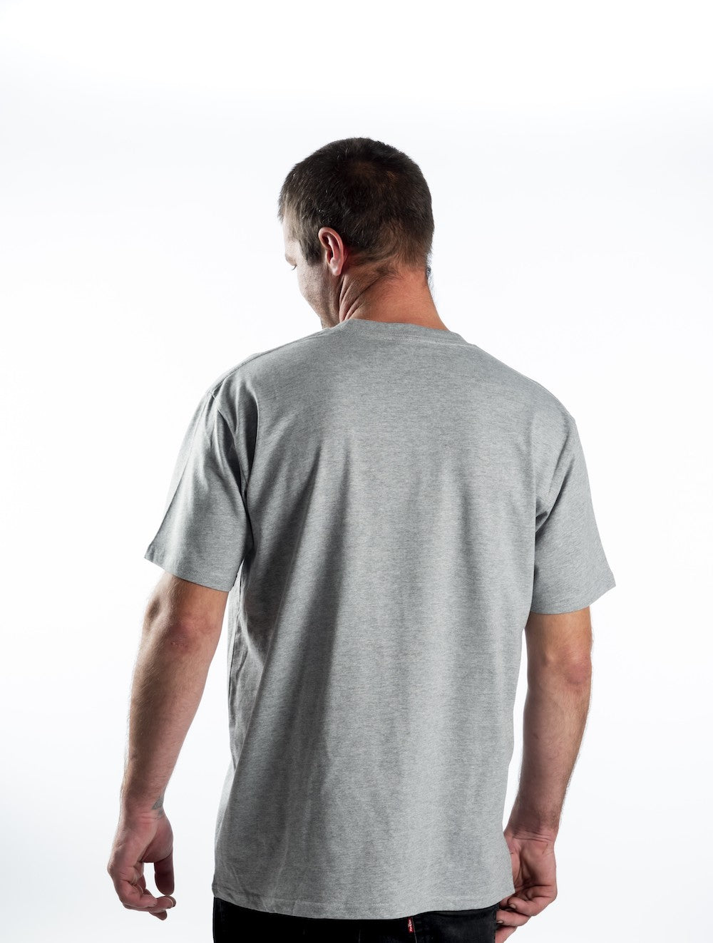 Men's Short Sleeve T-Shirt - Grey Marle – Black Logo Outline