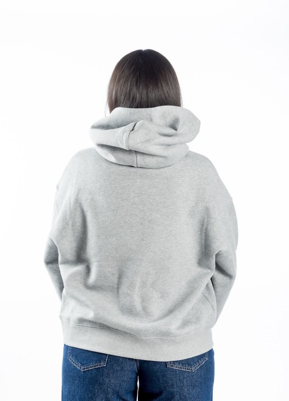 Women's Relaxed Hoodie - Grey Marle - Grey Logo - Embroidery