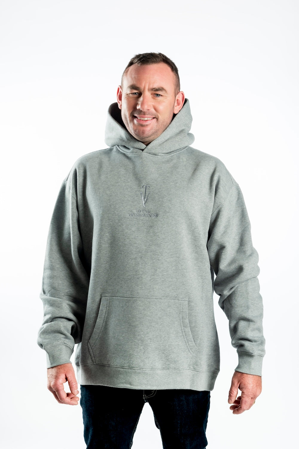 Men’s Heavy Hoodie – Grey Logo Embroidery