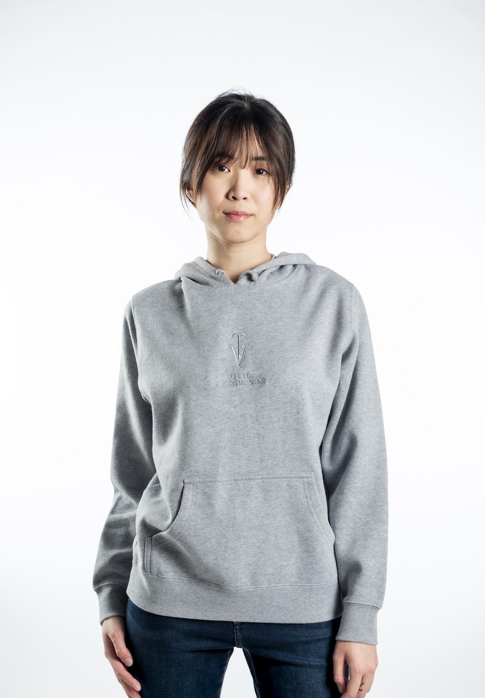 Women’s Classic Stencil Hoodie – Grey Marle - Grey Embroidered Logo