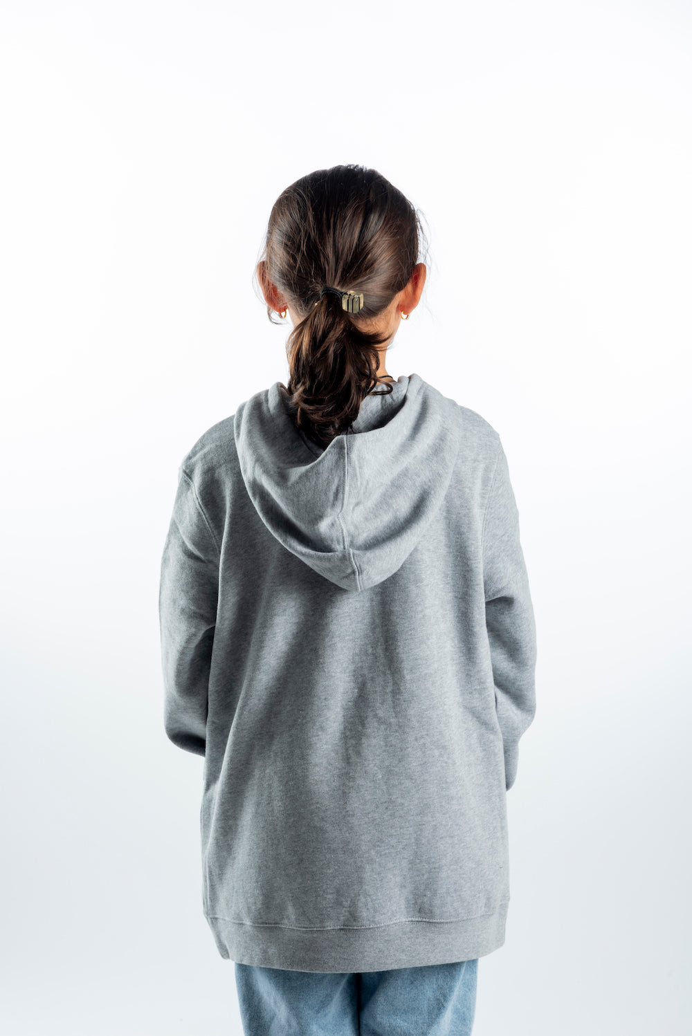 Youth Hoodie – Grey Marle - Purple Logo