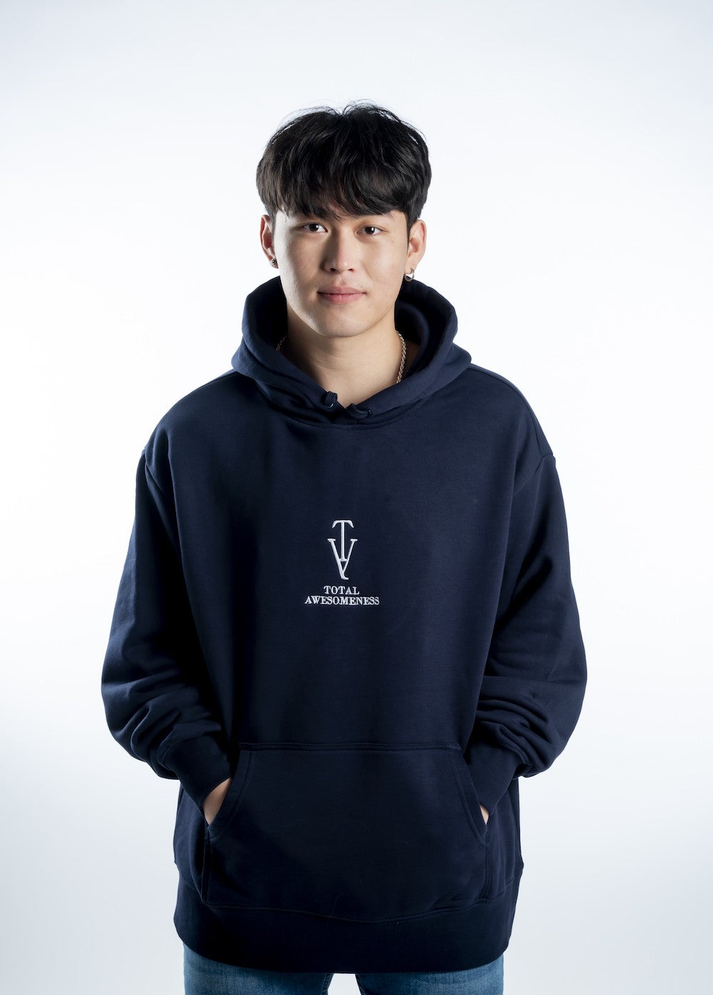 Men’s Heavy Hoodie – Navy with White Logo