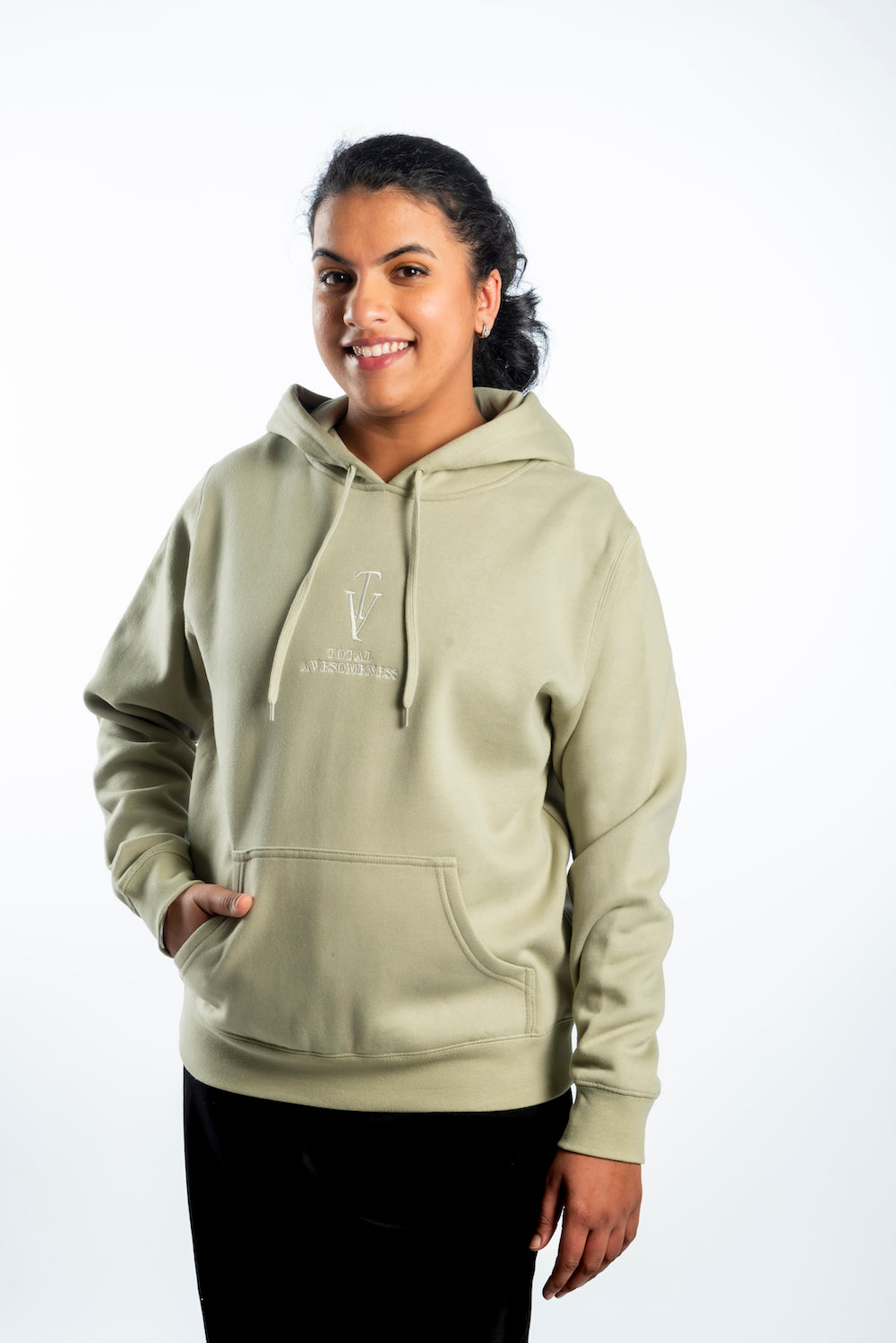 Women’s Classic Stencil Hoodie – Pistachio - White Embroidered Logo