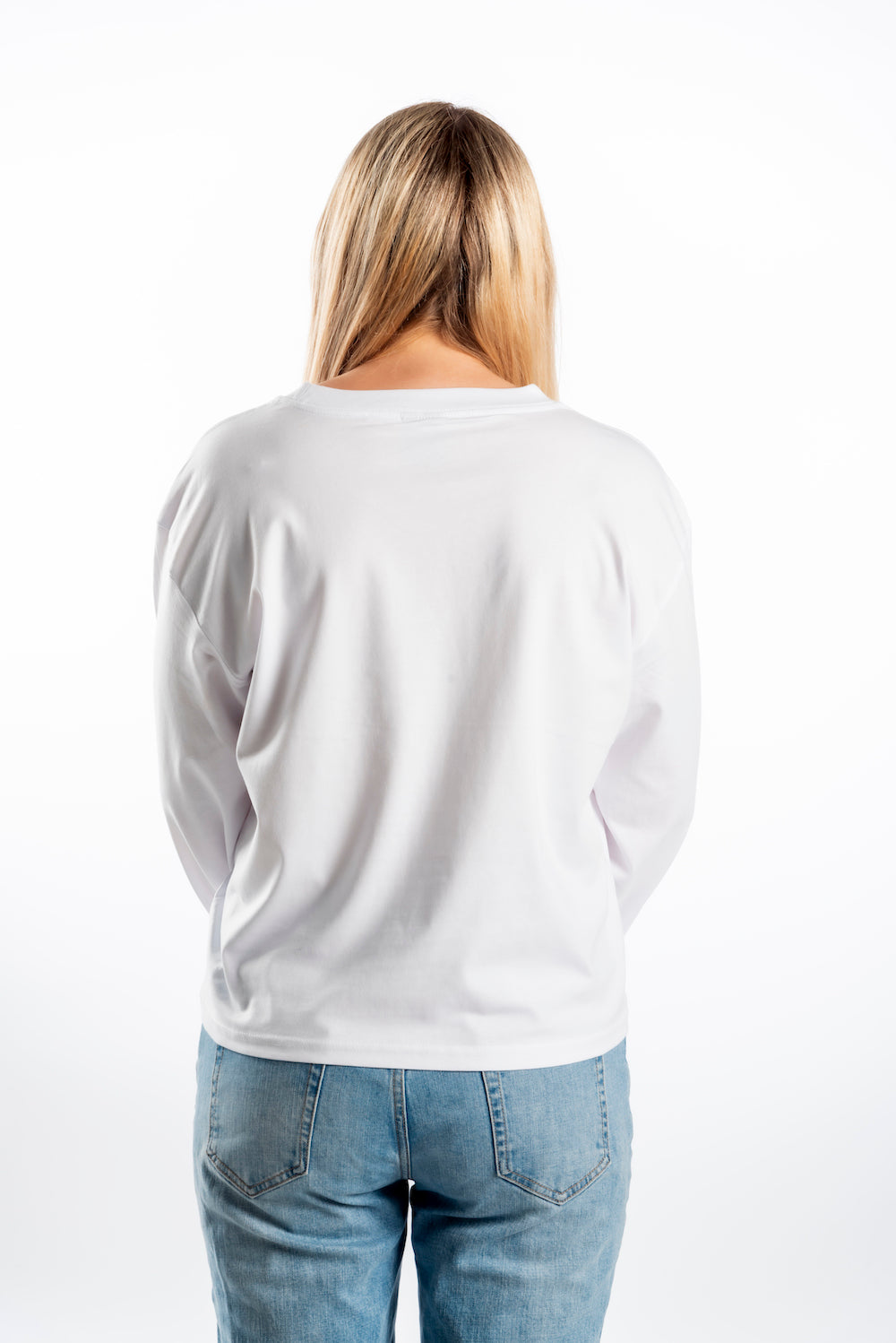 Women's Long Sleeve T-Shirt – White - Pink Logo