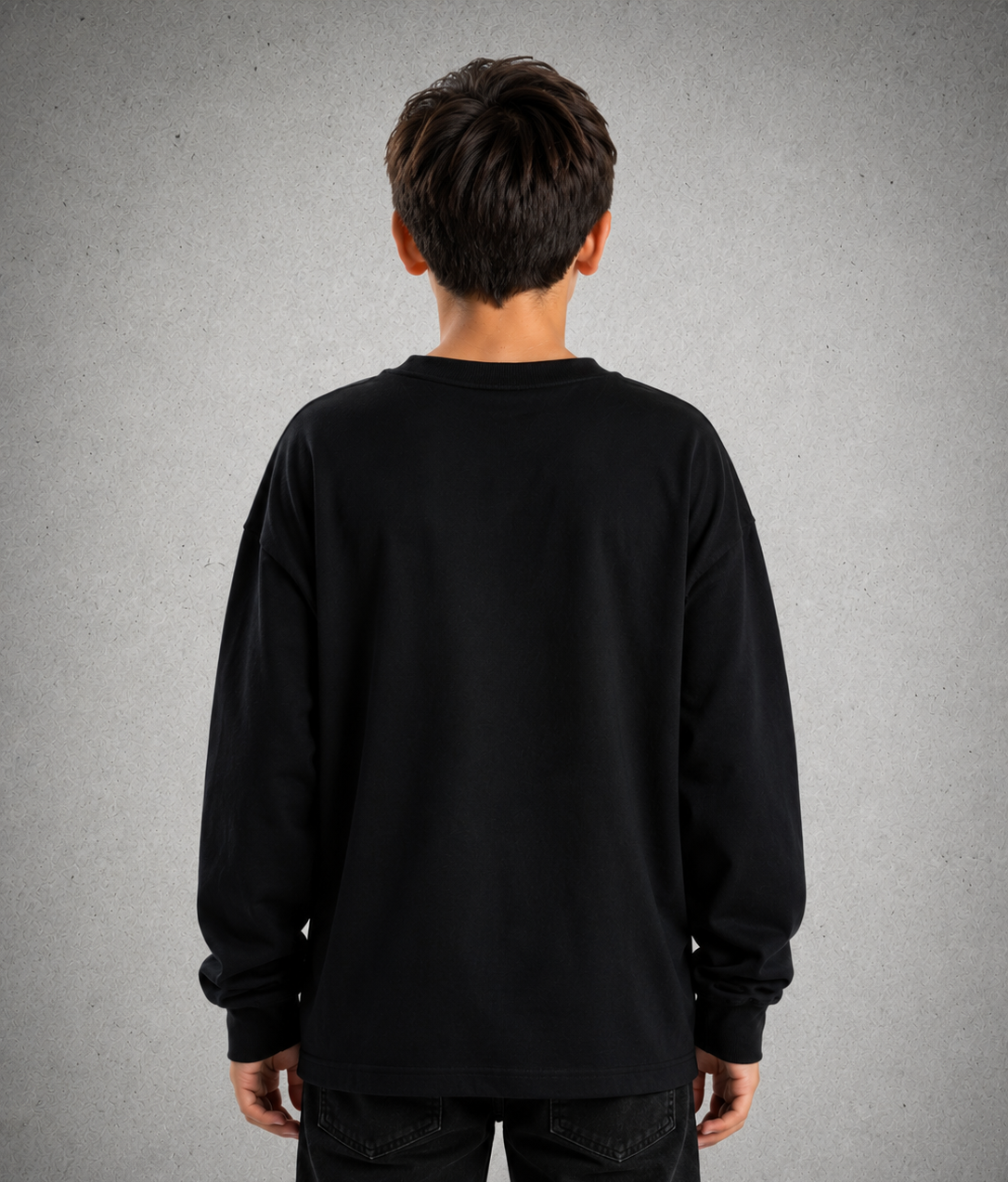 Youth Long Sleeve T-Shirt - Black – Gold Logo & Words & White Outline - 2