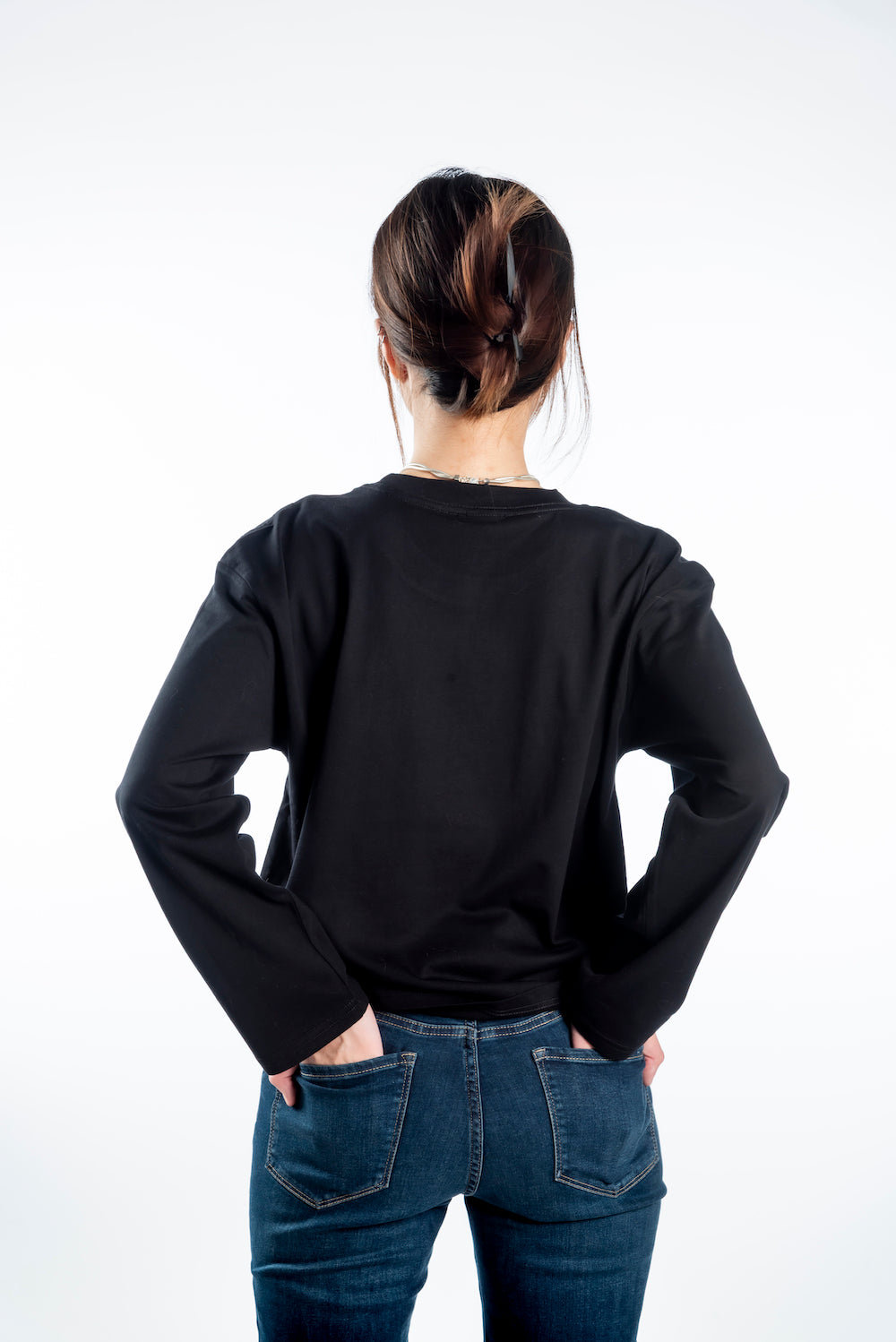 Women's Long Sleeve T-Shirt – Black - Black Logo