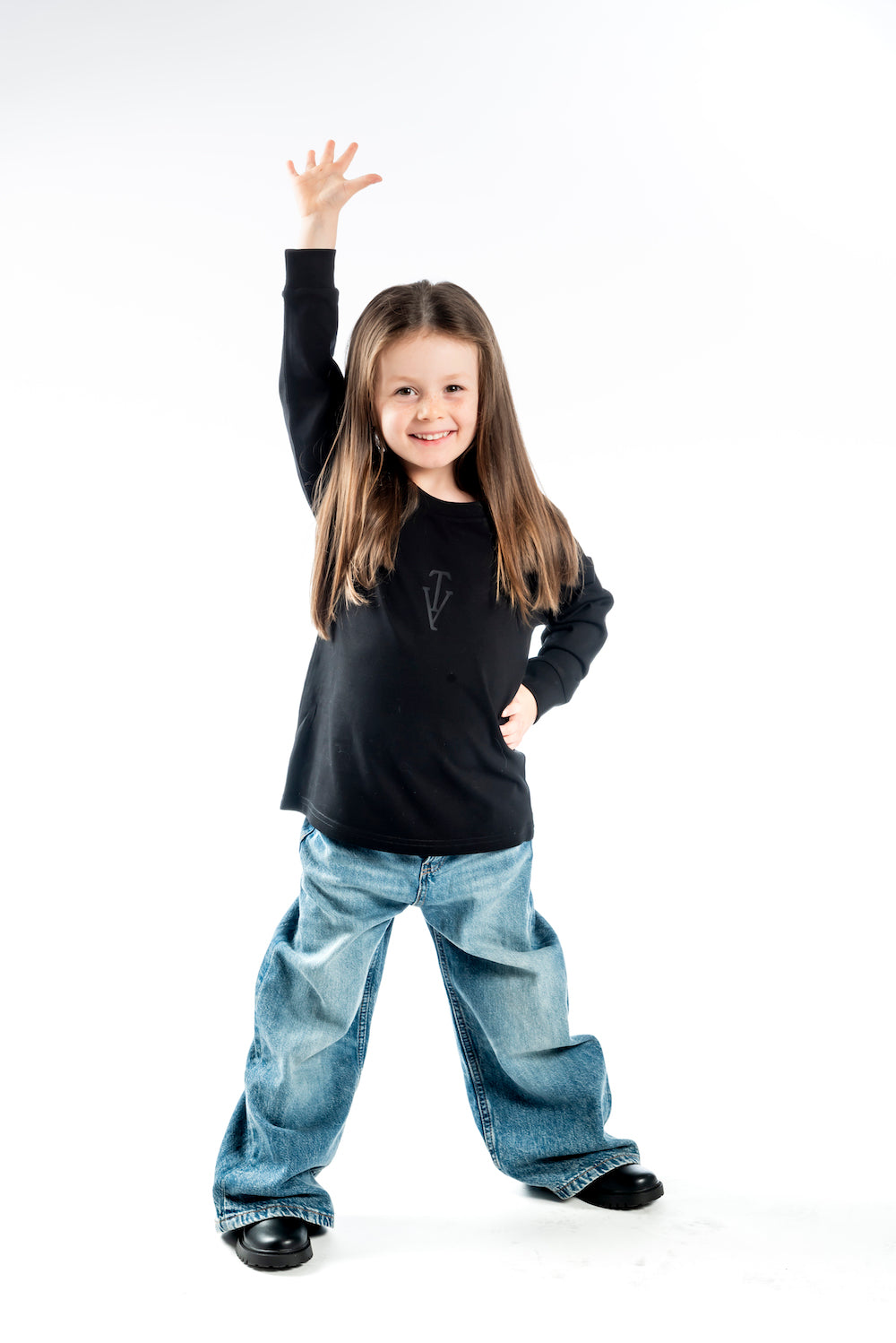 Kid's Heavy Weight Warm Long Sleeve T-Shirt - Black – Black Logo