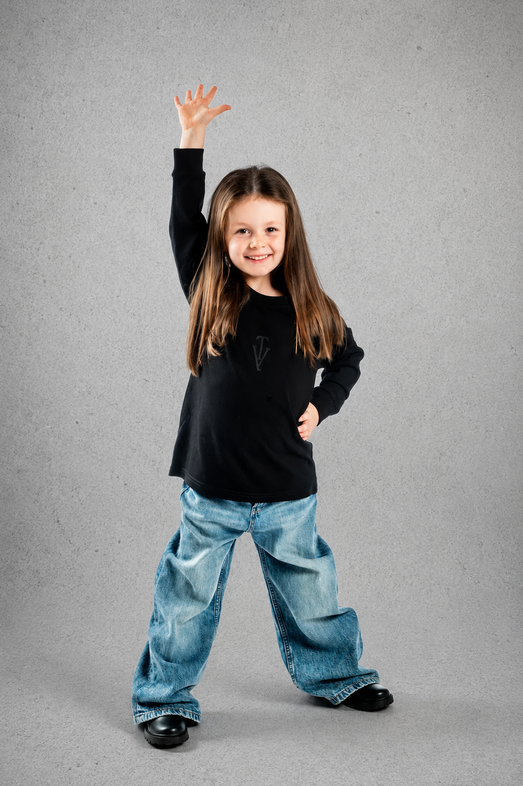 Kid's Heavy Weight Warm Long Sleeve T-Shirt - Black – Black Logo