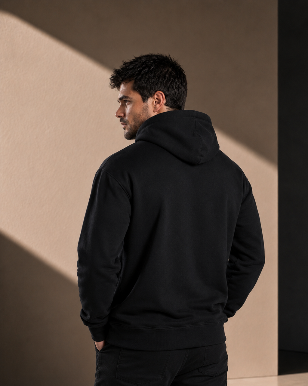 Men’s Heavy Hoodie Black - Black - Black Logo Embroidery