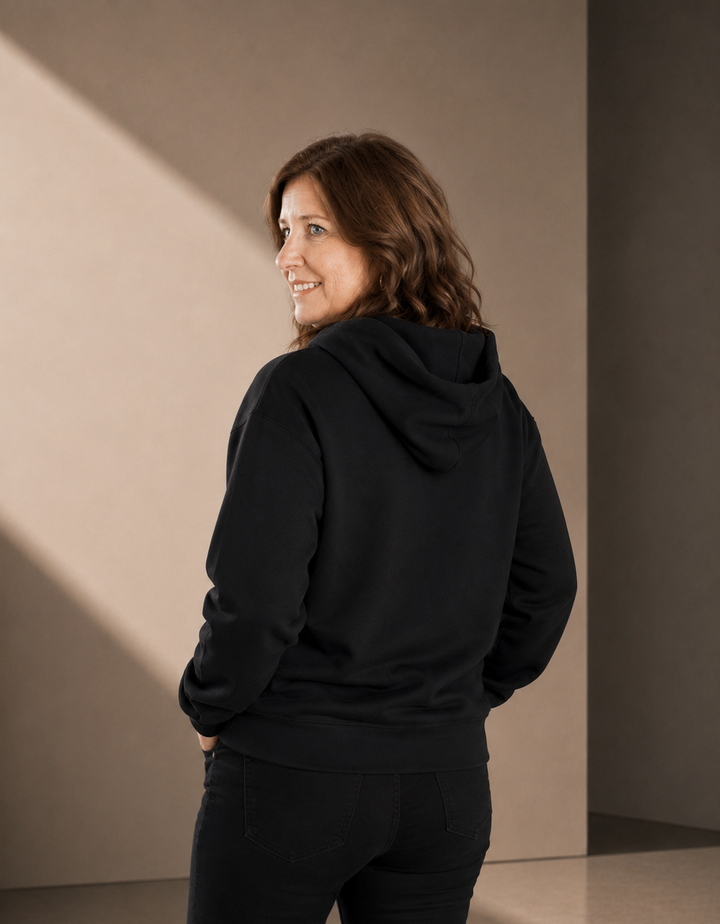 Women's Relaxed Hoodie - Black - Black Logo - Embroidery
