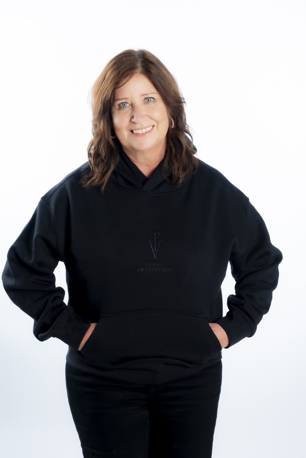 Women's Relaxed Hoodie - Black - Black Logo - Embroidery