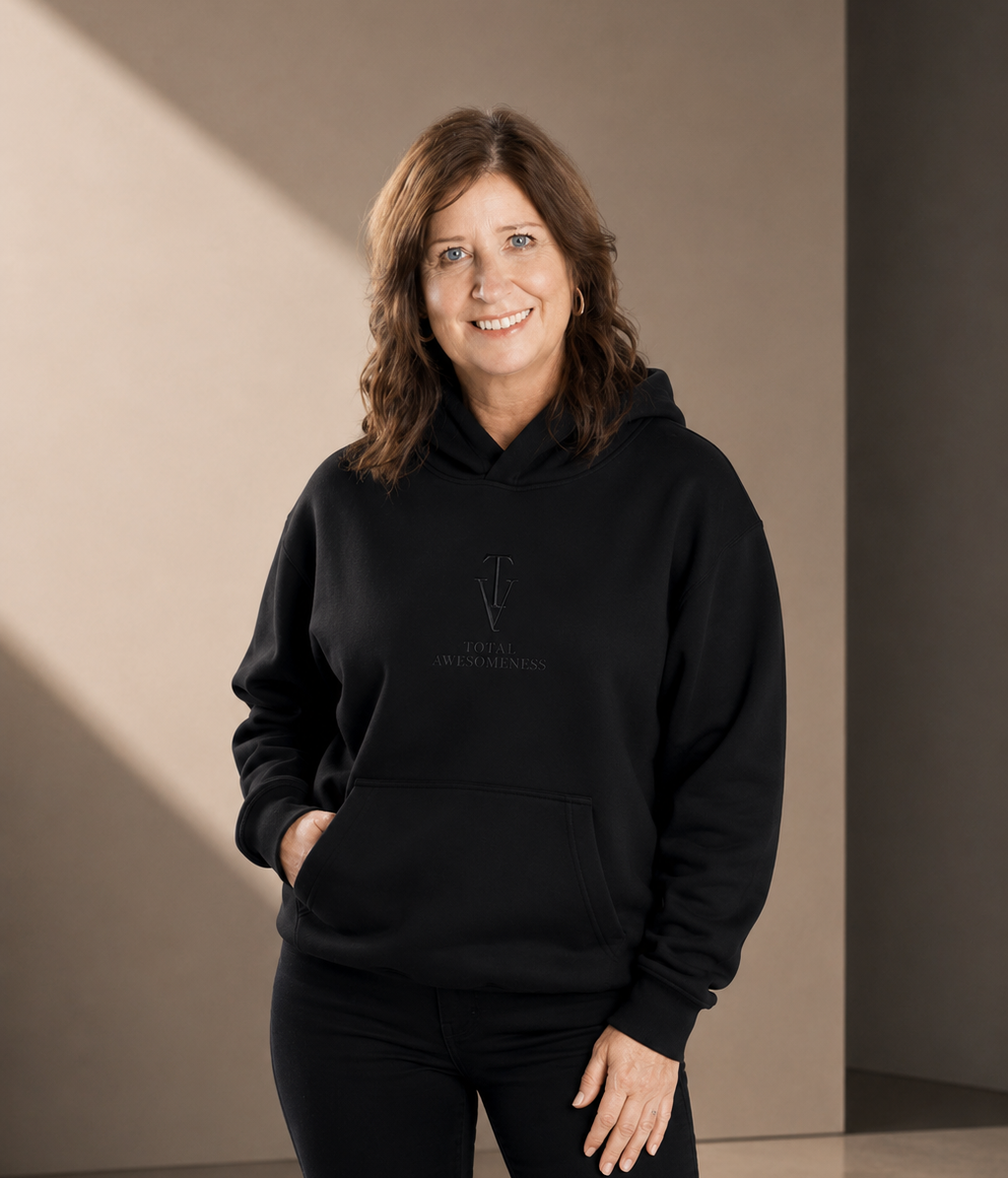 Women's Relaxed Hoodie - Black - Black Logo - Embroidery