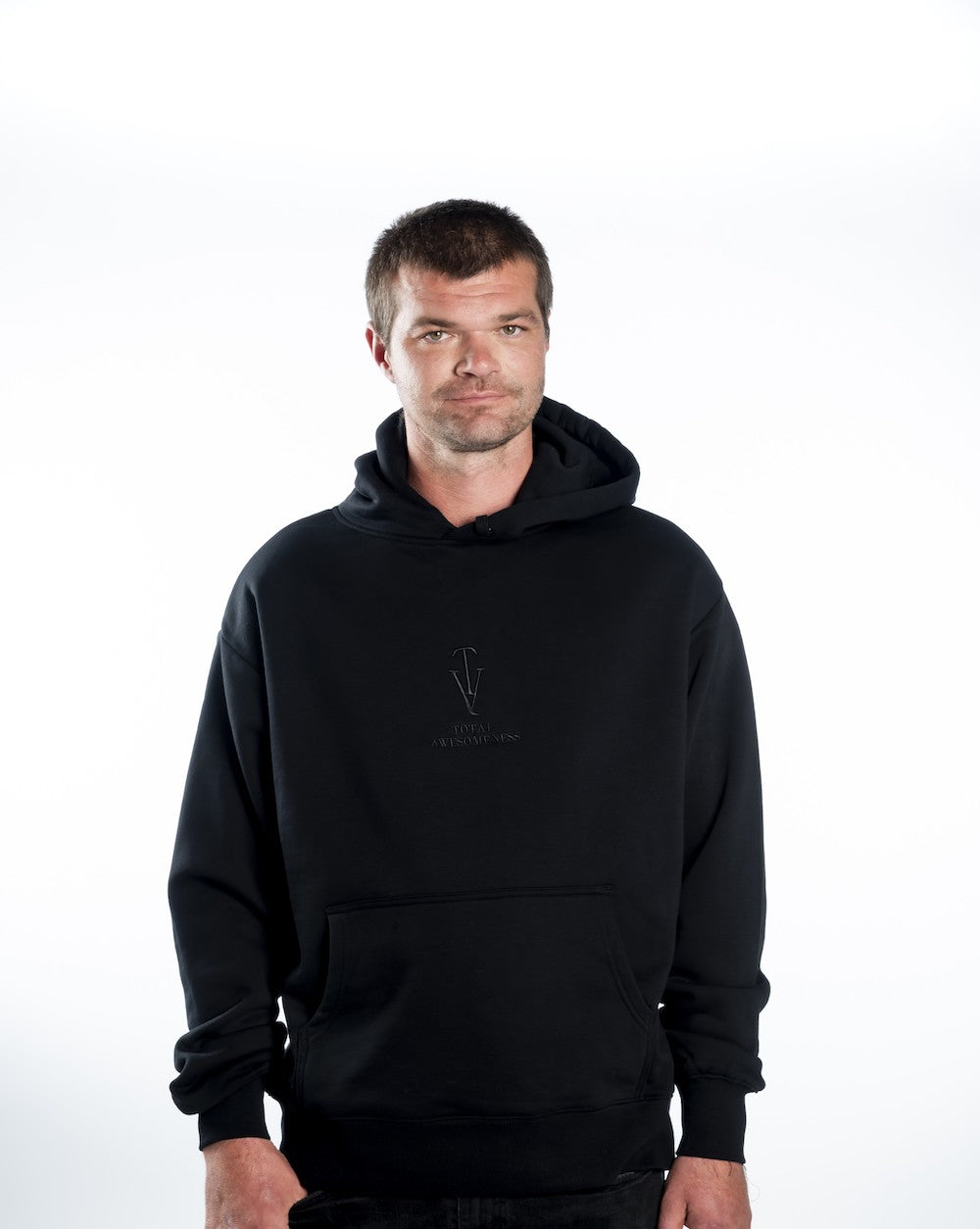 Men’s Heavy Hoodie Black - Black Logo Embroidery