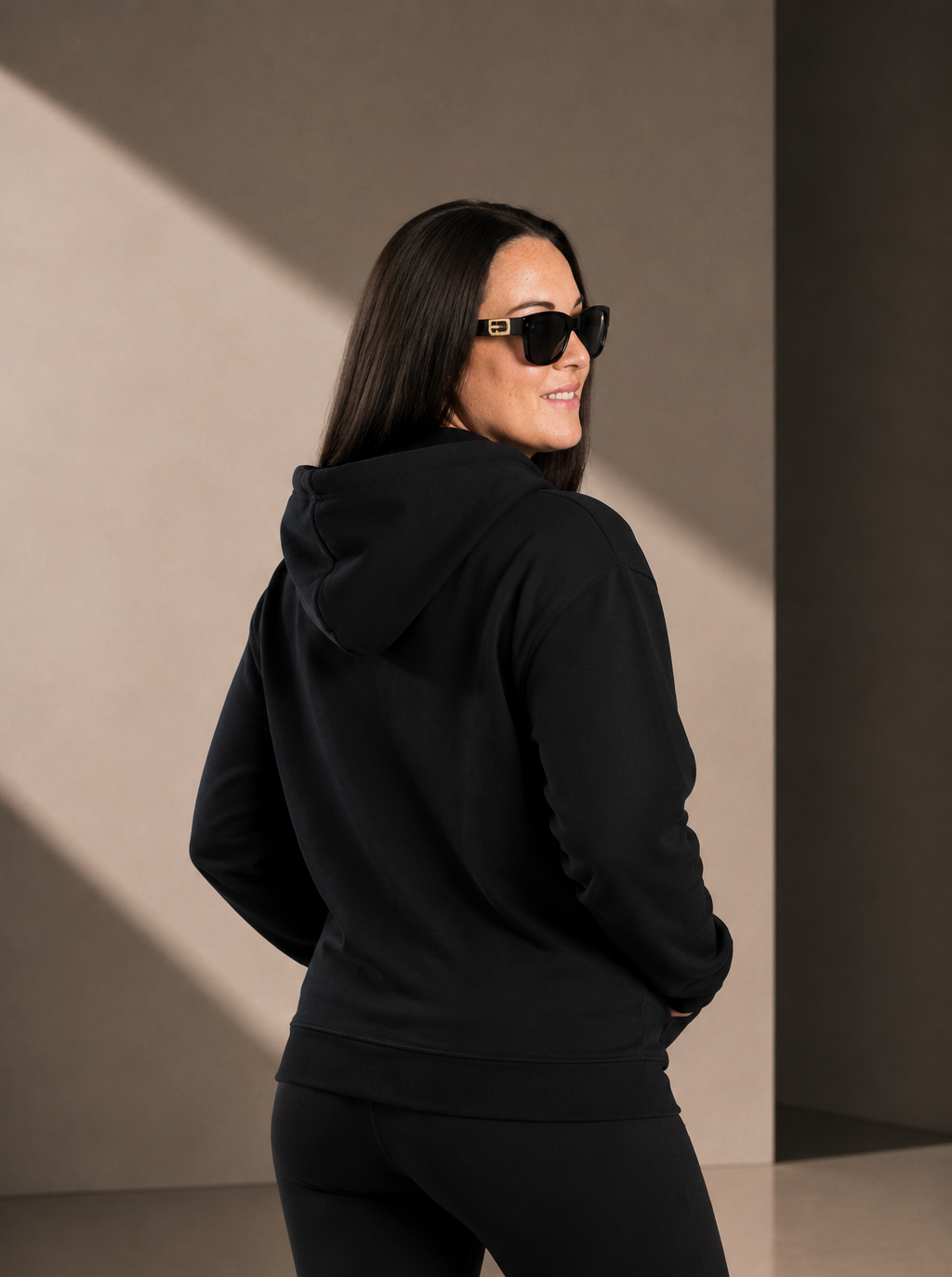 Women’s Classic Hoodie – Black - Black Logo - Printed