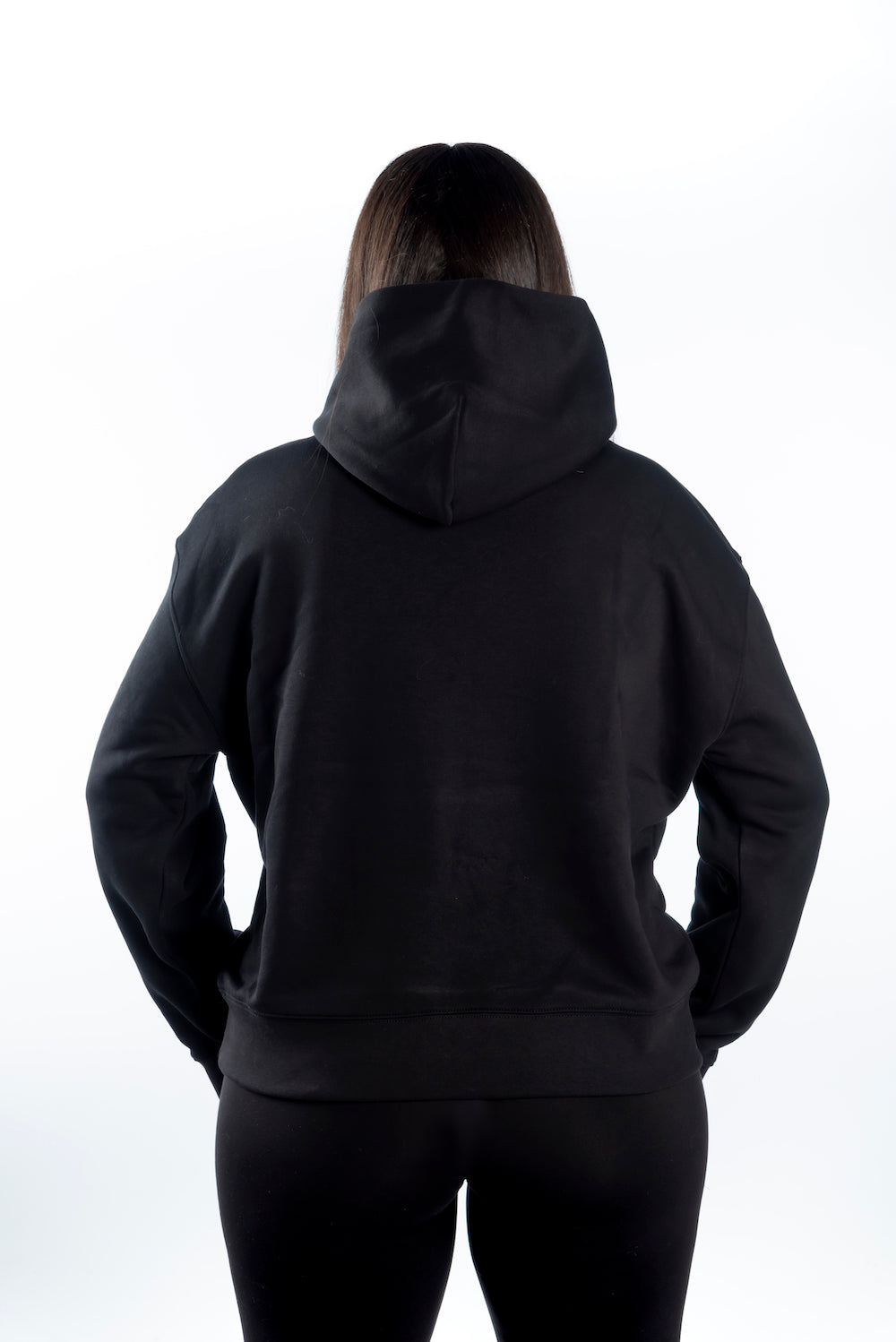 Women's Relaxed Hoodie Black - Black Logo - Printed