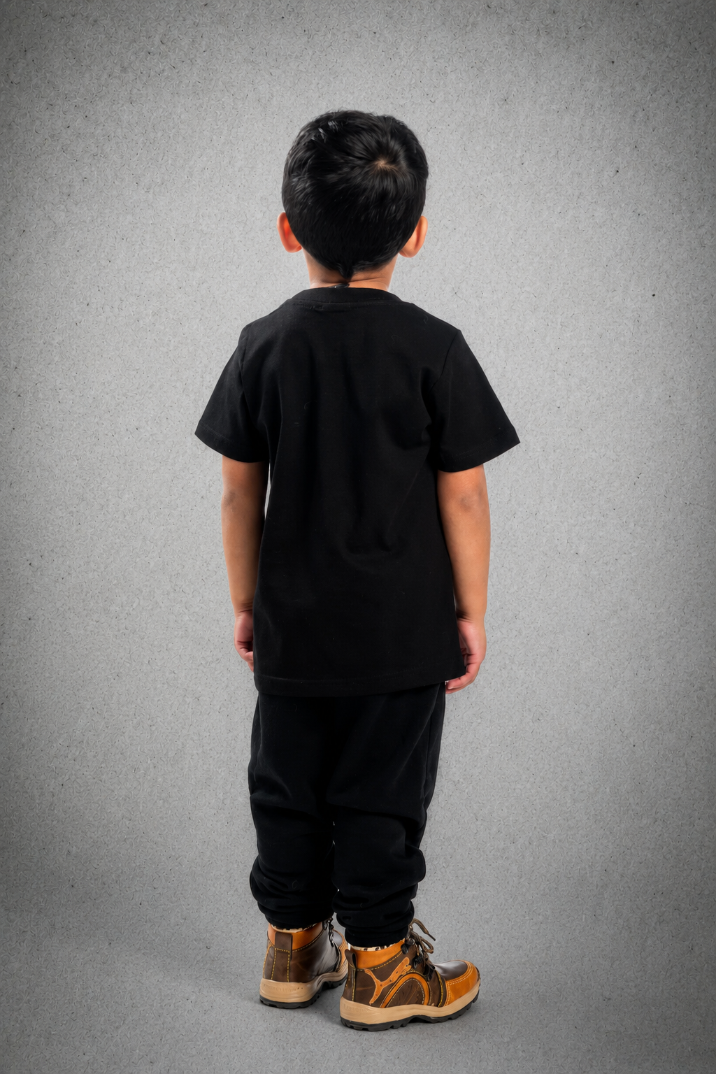 Kid's Short Sleeve Black T-Shirt with Black Logo