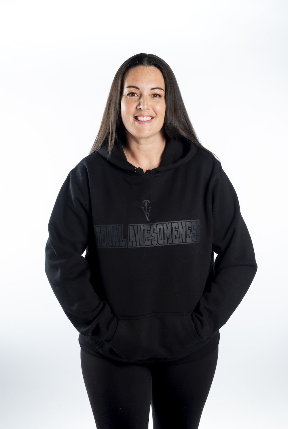 Women’s Stencil Hoodie – Black - Black Logo - Printed