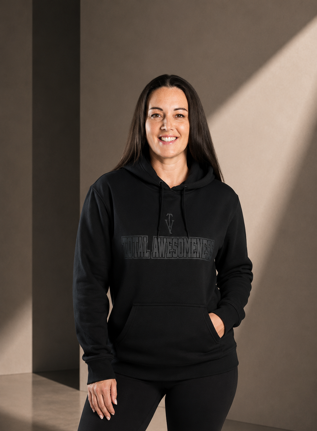 Women’s Classic Hoodie – Black - Black Logo - Printed