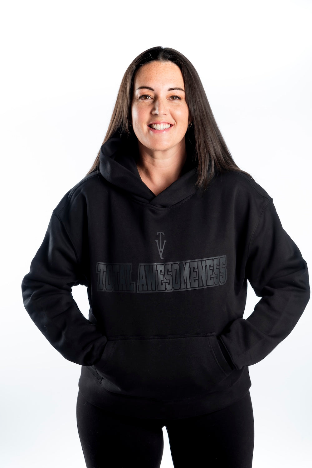 Women's Relaxed Hoodie Black - Black Logo - Printed