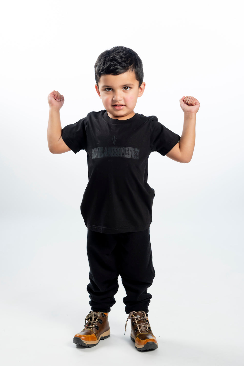 Kid's Short Sleeve Black T-Shirt with Black Logo