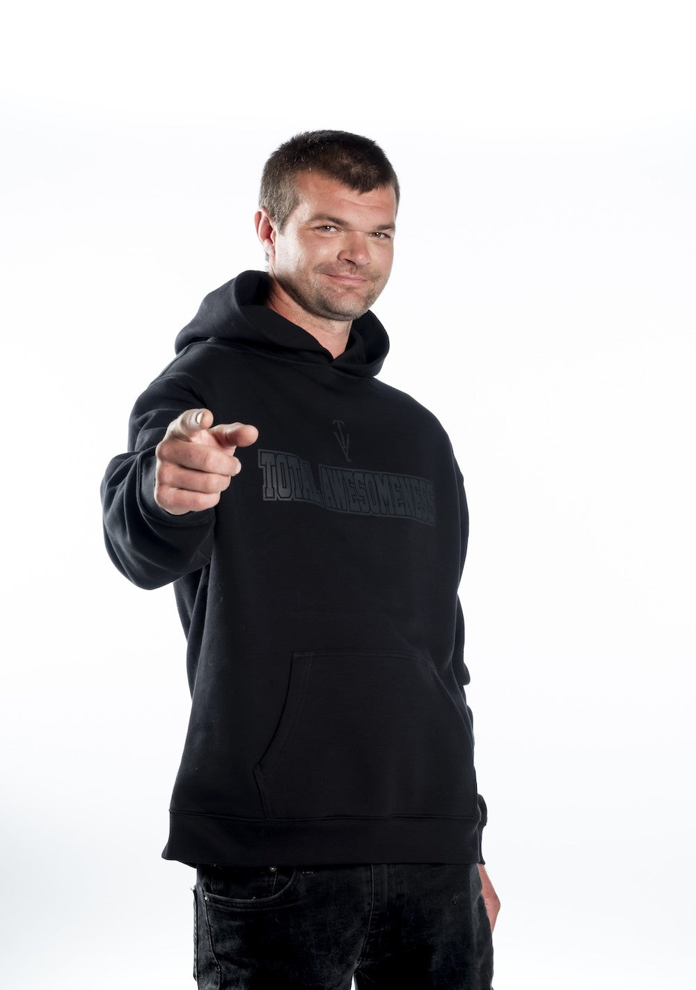 Men's Relaxed Hoodie — Black - Black Logo