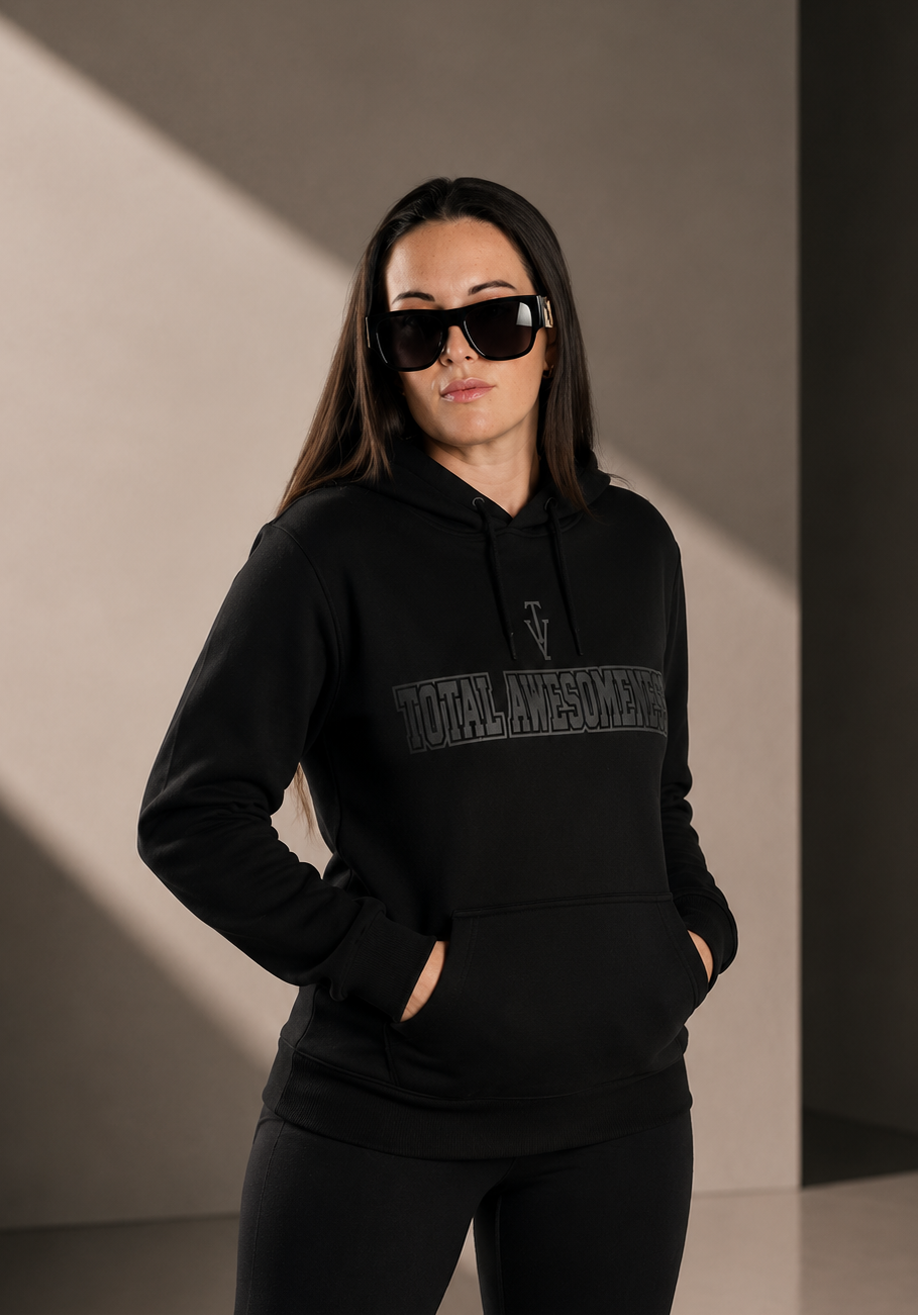 Women’s Classic Hoodie – Black - Black Logo - Printed