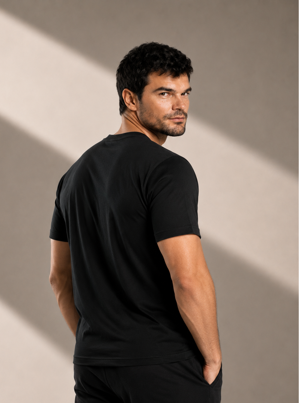 Men's Short Sleeve T-Shirt - Black – Black Logo Outline (Vinyl)