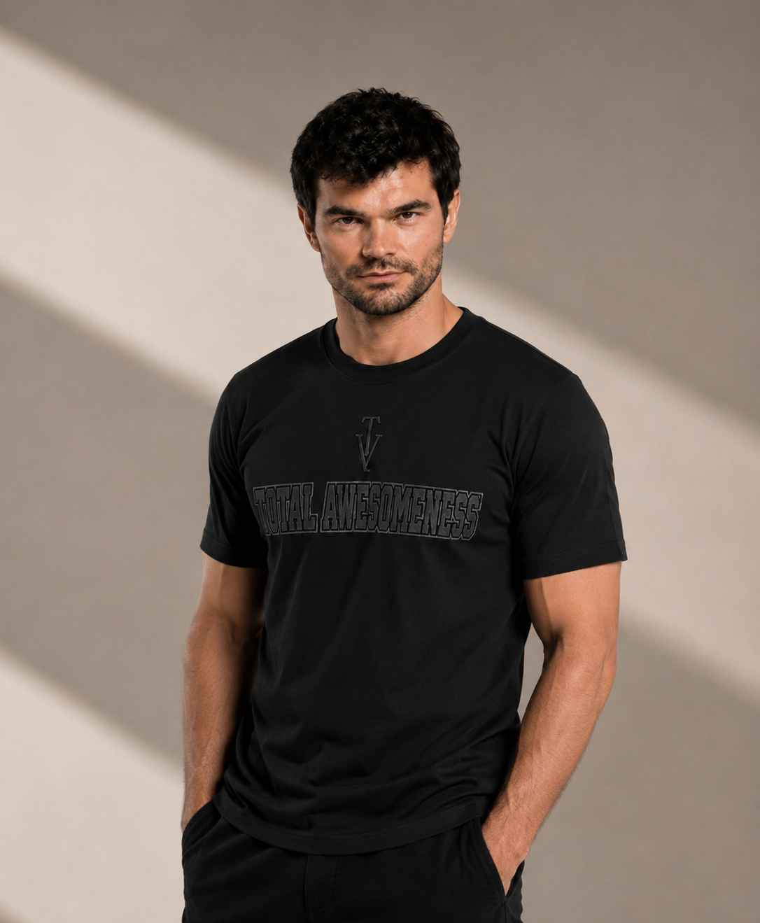 Men's Short Sleeve T-Shirt - Black – Black Logo Outline (Vinyl)