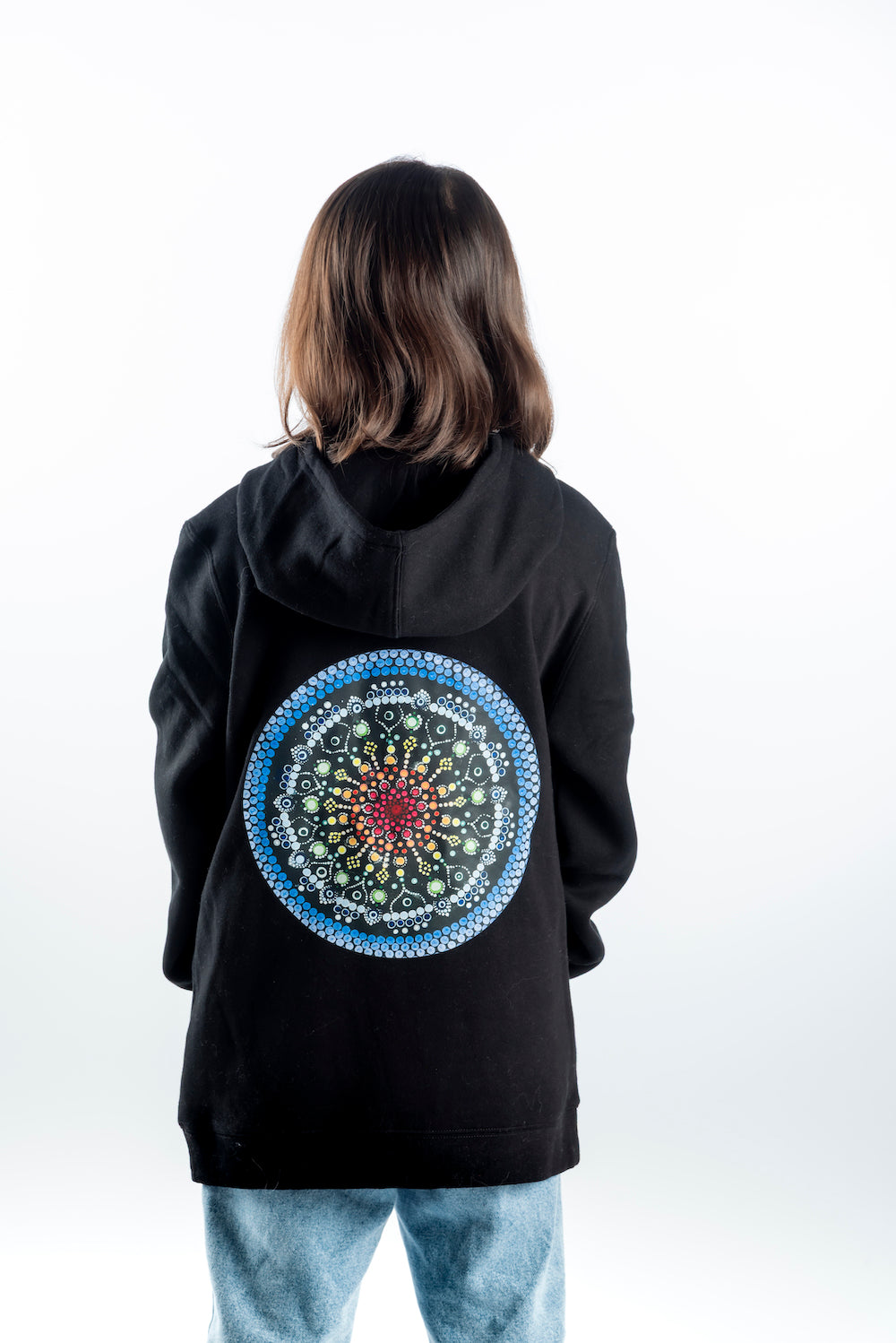 Youth Hoodie – Black - Blue Logo & Back Picture
