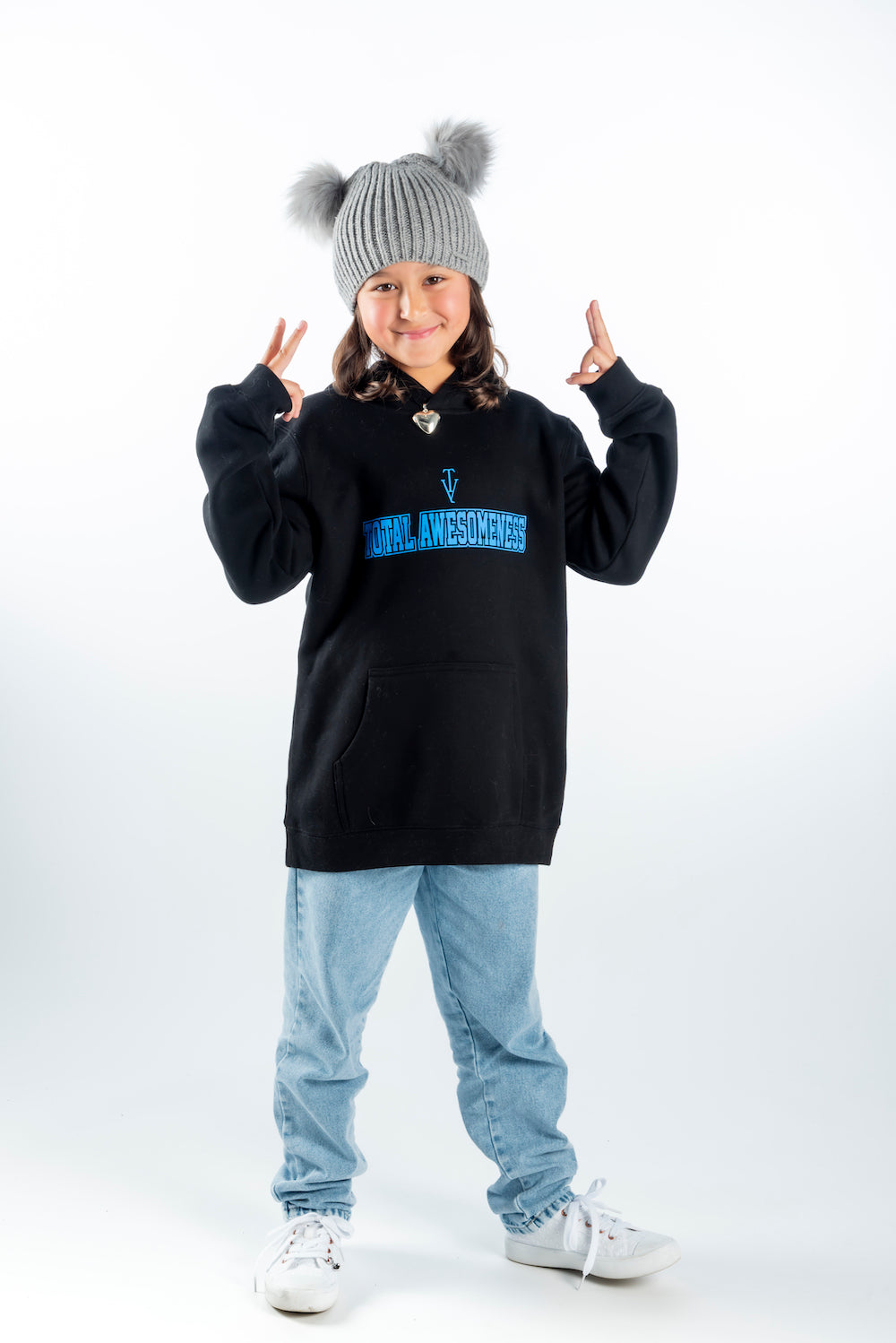 Youth Hoodie – Black - Blue Logo & Back Picture