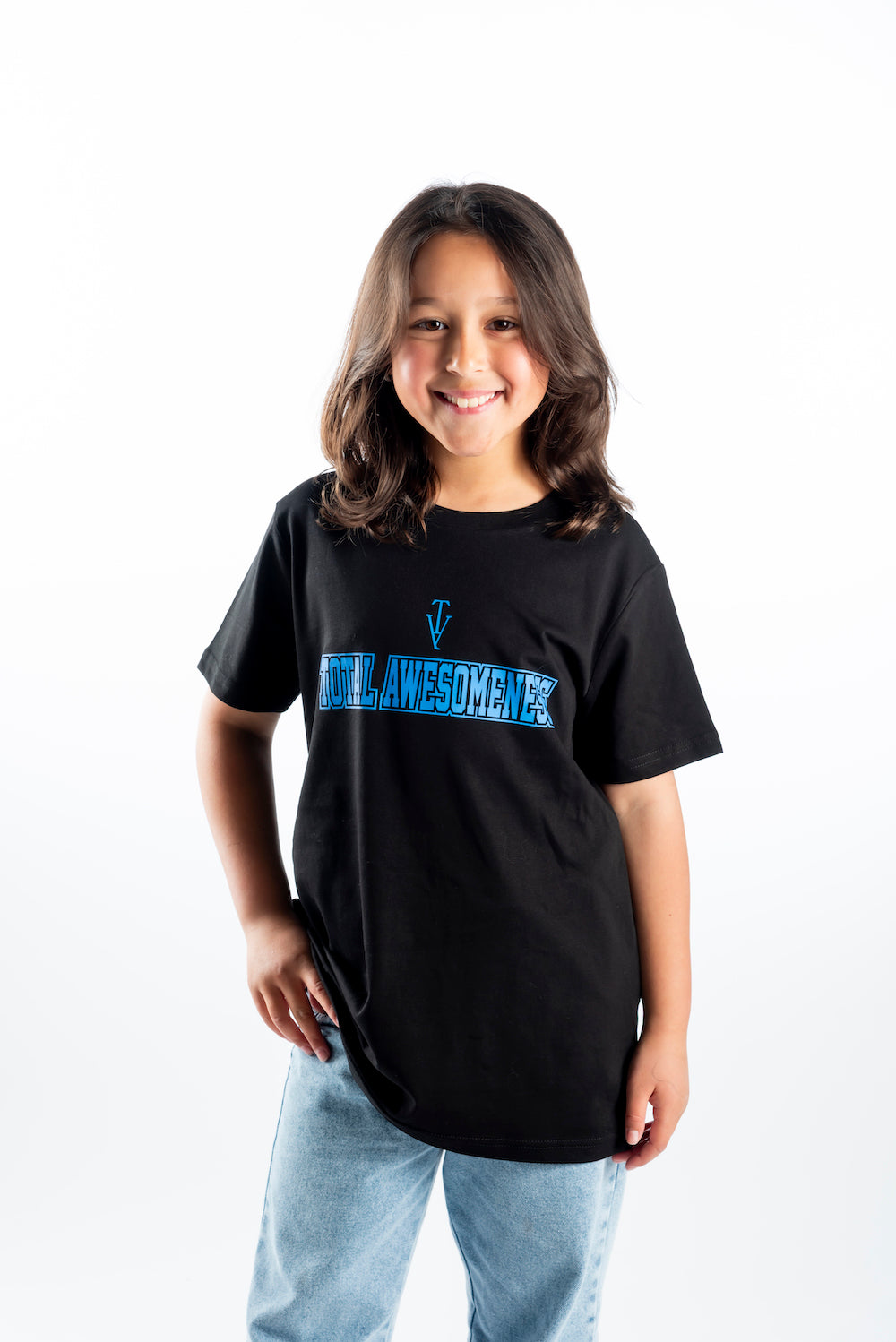 Youth Short Sleeve T-Shirt – Black - Blue Logo & Back Picture
