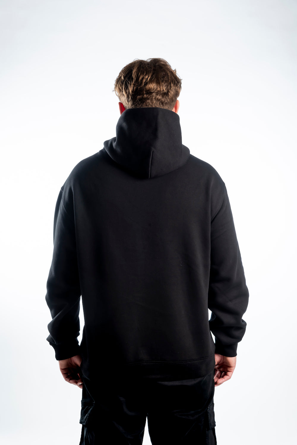 Men's Relaxed Hoodie — Black - Gold Embroidered Logo