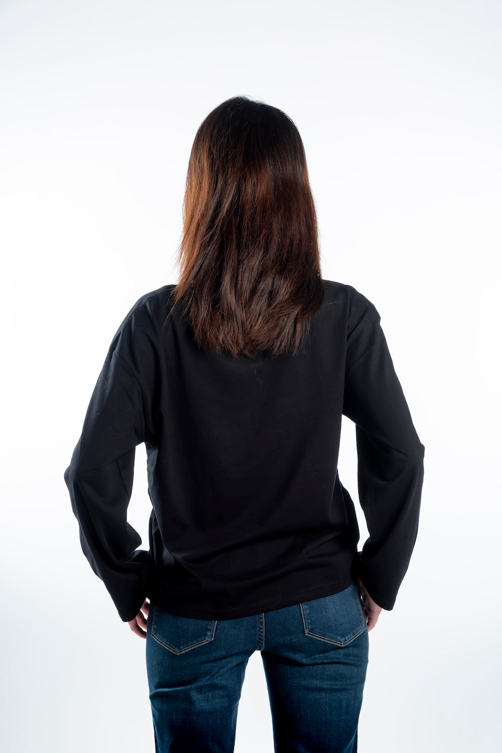 Women's Long Sleeve T-Shirt – Black - Gold Logo