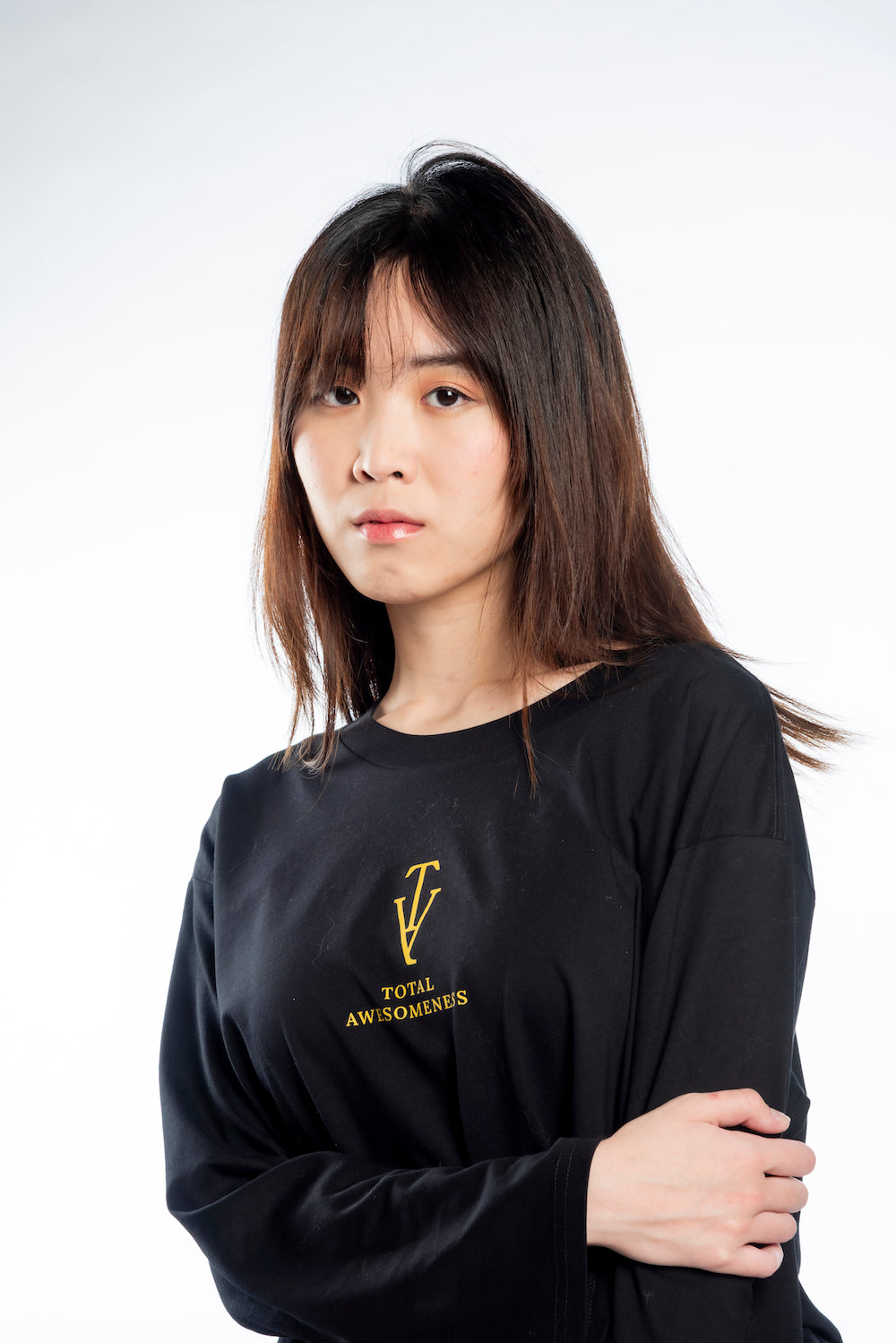 Women's Long Sleeve T-Shirt – Black - Gold Logo