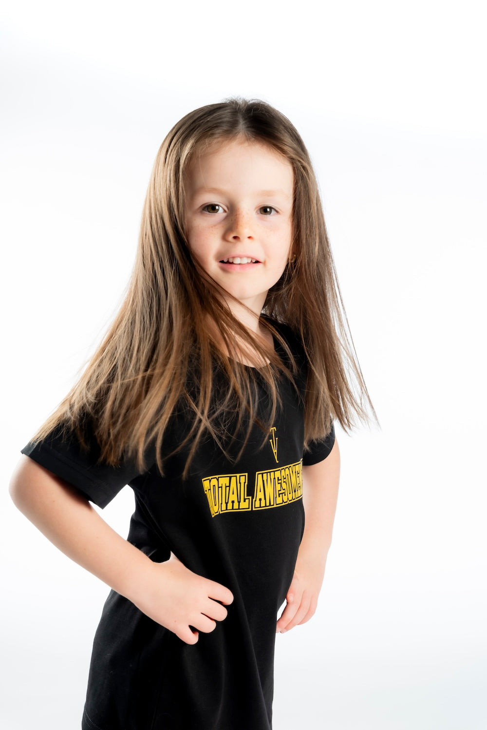 Kid's Short Sleeve T-Shirt - Black with Gold Logo