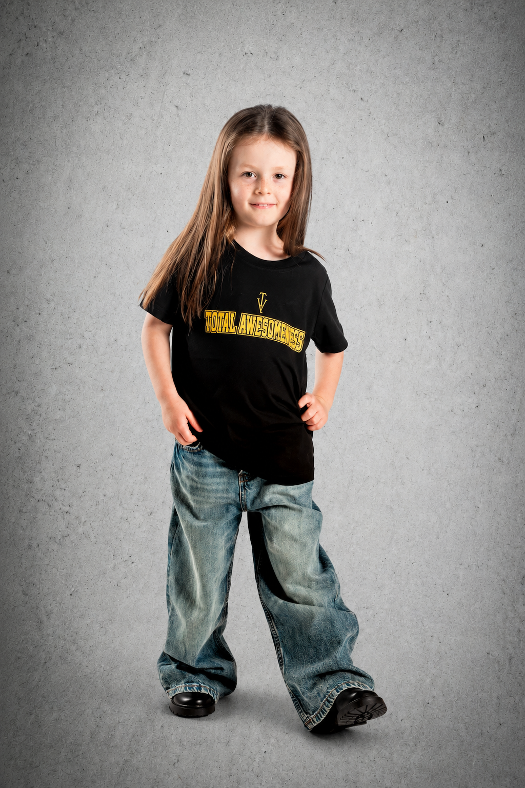 Kid's Short Sleeve T-Shirt - Black with Gold Logo